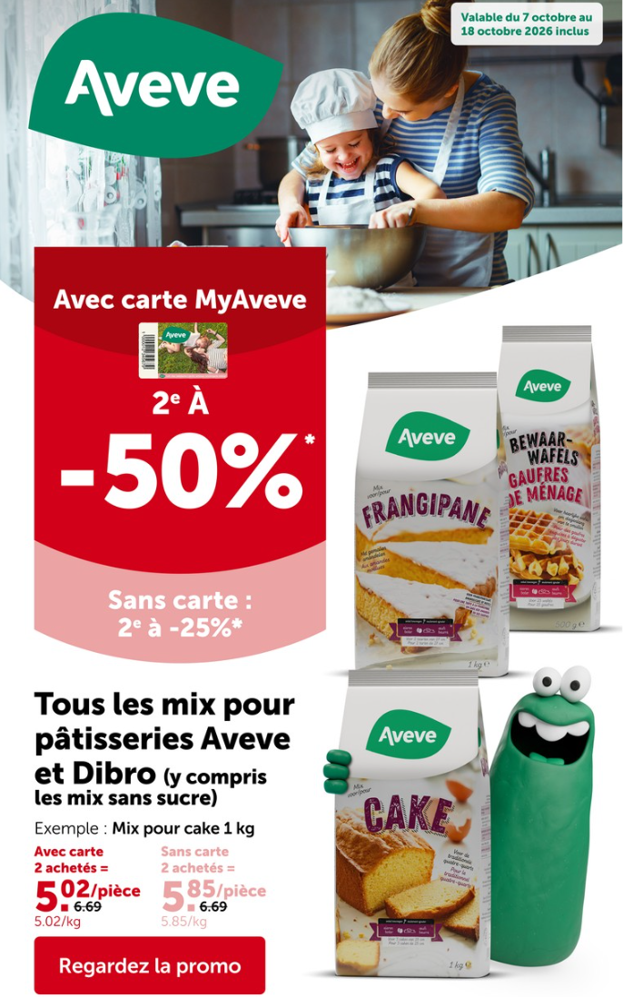 Nos promotions sont valables du mercredi 7 octobre jusqu'au dimanche 18 octobre 2026 inclus.