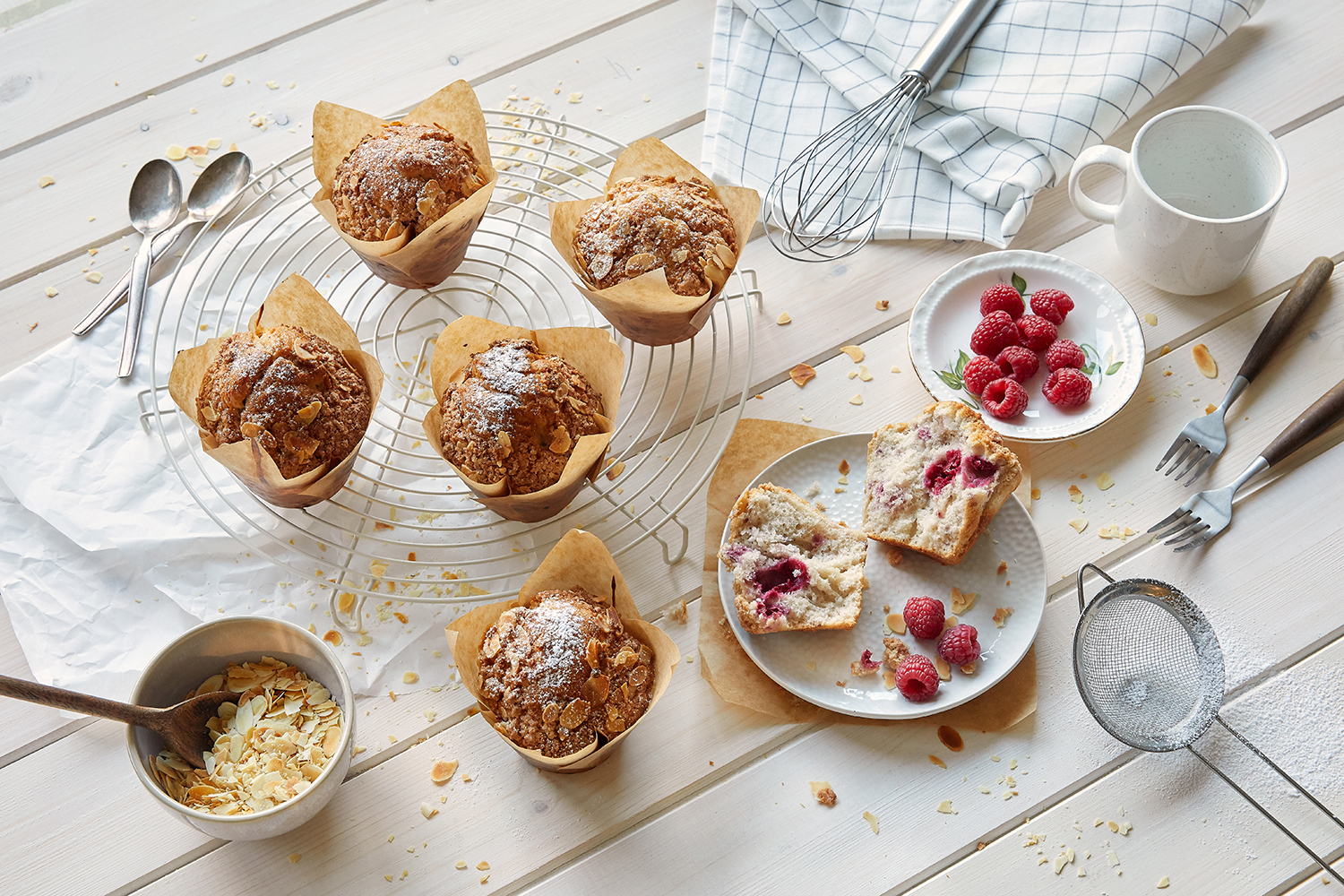 Muffins aux framboises et crumble - Aveve