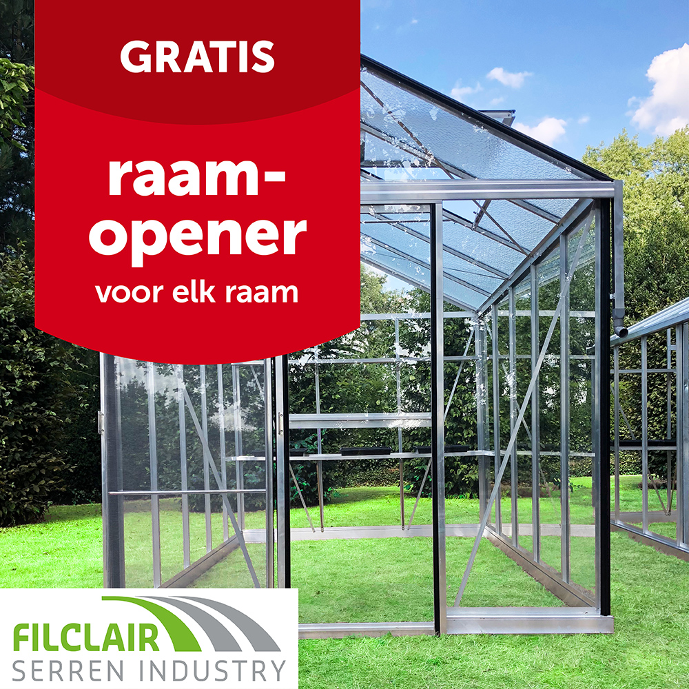 Gratis raamopener voor elk raam bij aankoop van een Filclair-serre