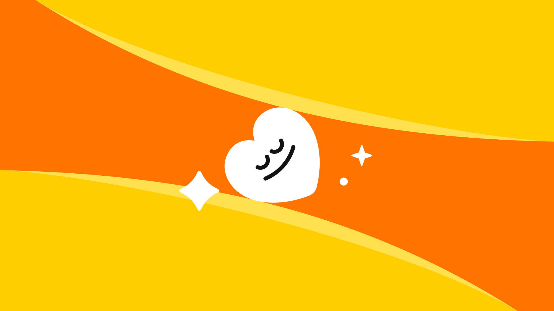 A bright yellow background featuring a heart and a cheerful smiley face, conveying a sense of joy and affection.