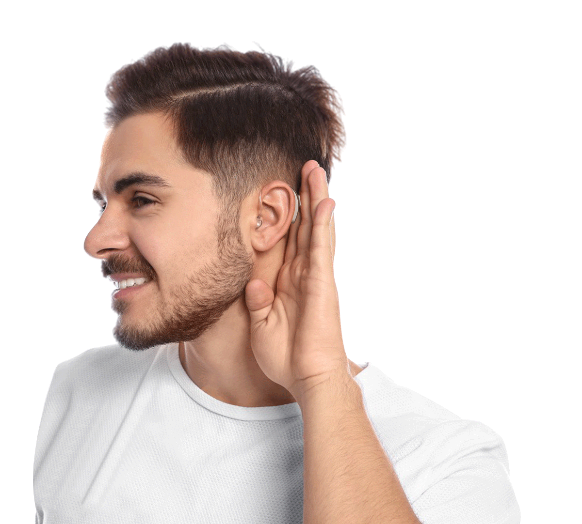 man wearing a hearing aid