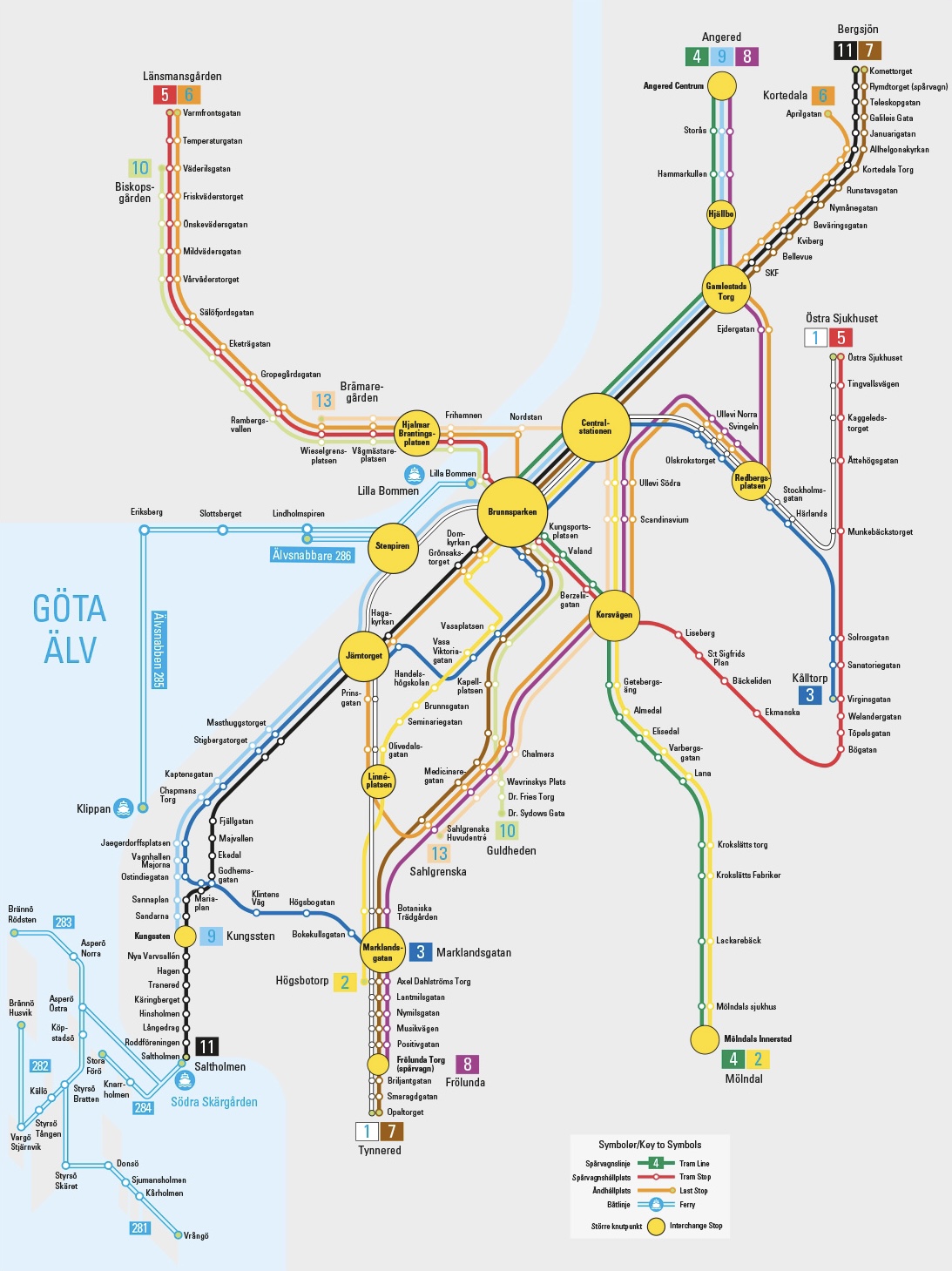 Göteborgs spårvagns linjekarta