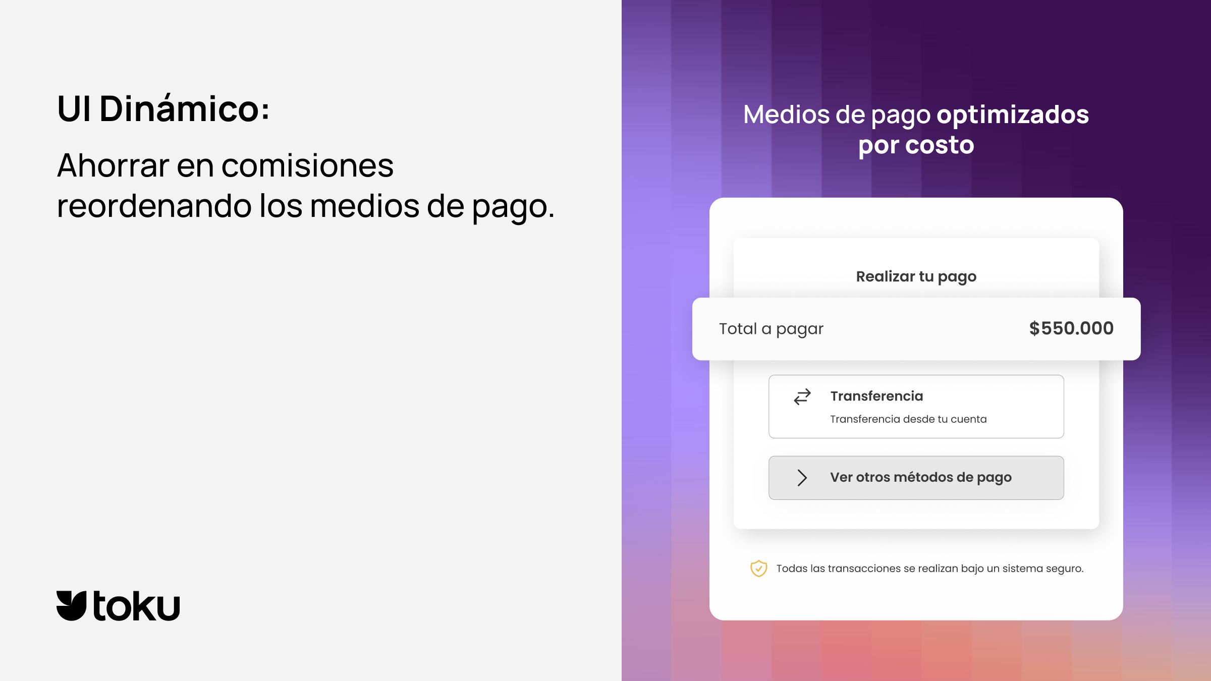 UI Dinámico: Ahorrar en comisiones reordenando los medios de pago