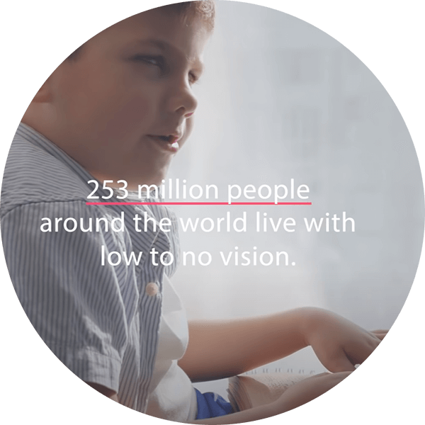 文本：253 million people around the world live with low to no vision.