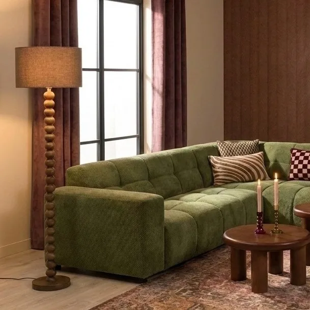 Retro vloerlamp van hout met bolvormen