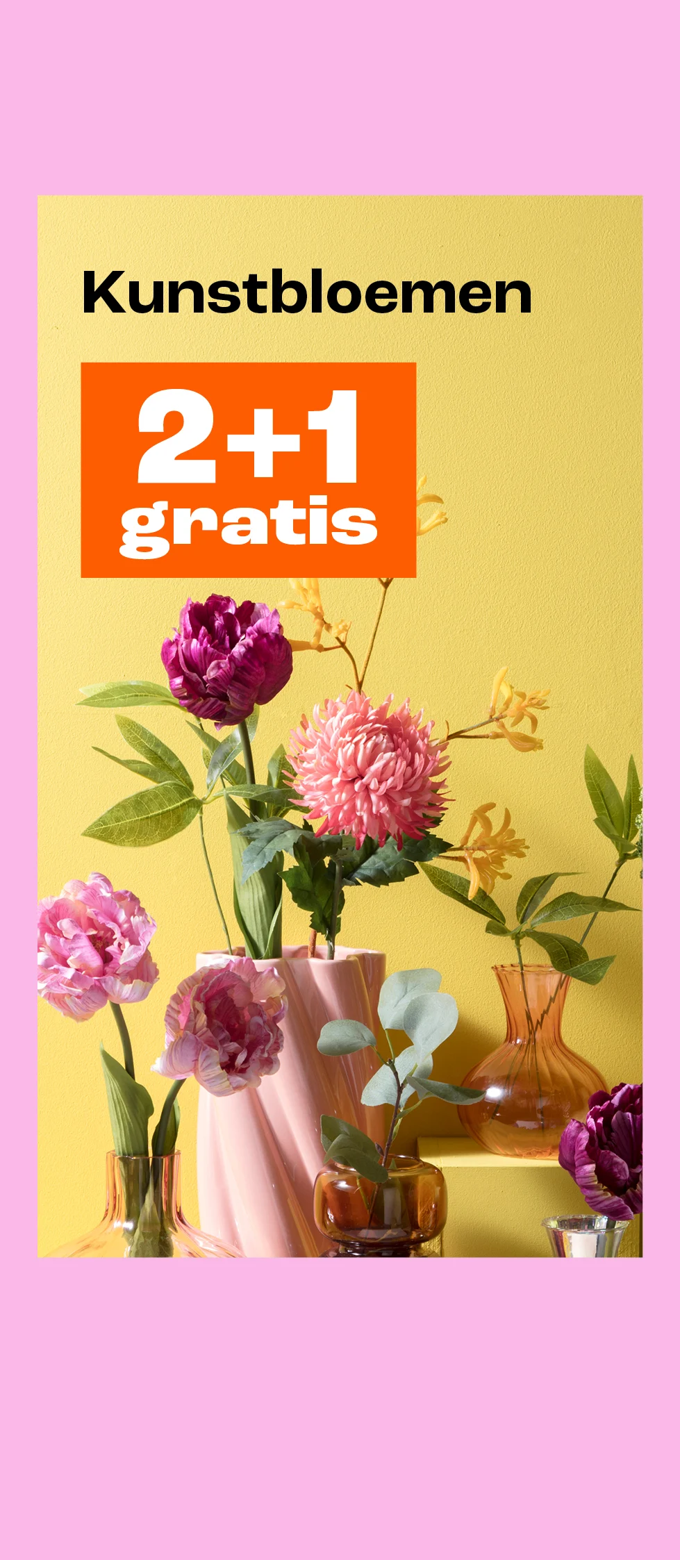 Product tile banner - 2+1 gratis op alle kunstbloemen