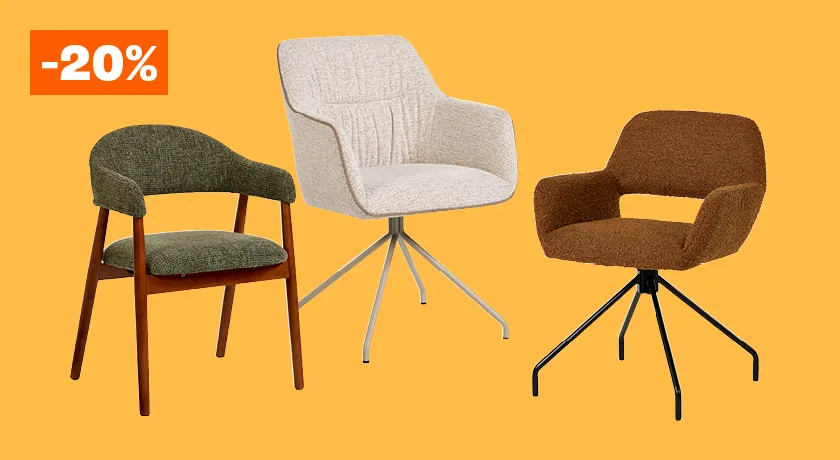 20% korting op diverse eetkamerstoelen