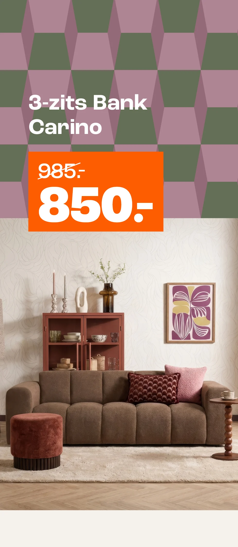 3-zits bank Carino van €895,- voor €750,-
