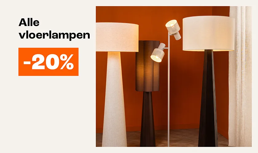 20% korting op alle vloerlampen