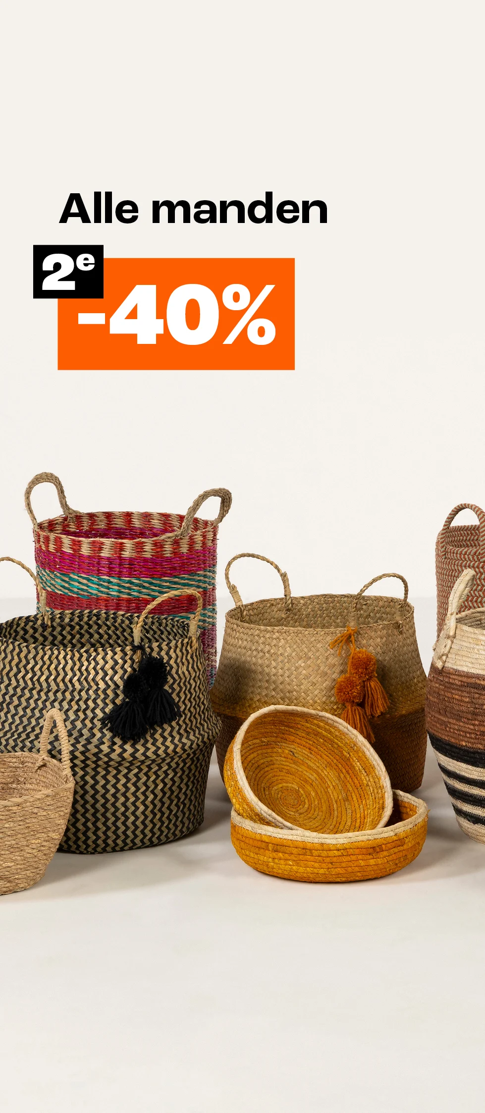 Product tile banner - 2e 40% korting op alle manden