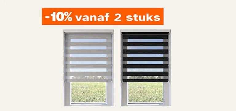 Alle duo rolgordijnen op maat 10% korting vanaf 2 stuks