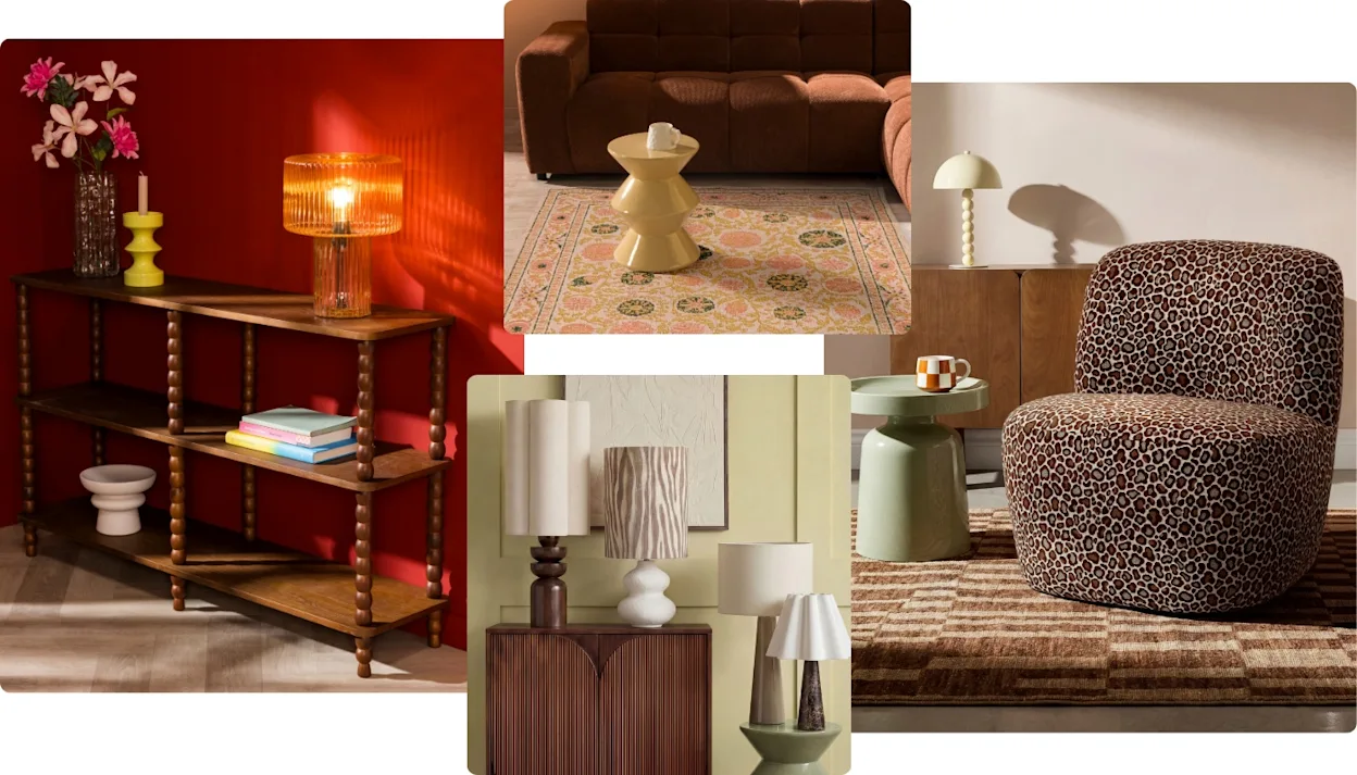 Moodboard met foto's van een retro interieur
