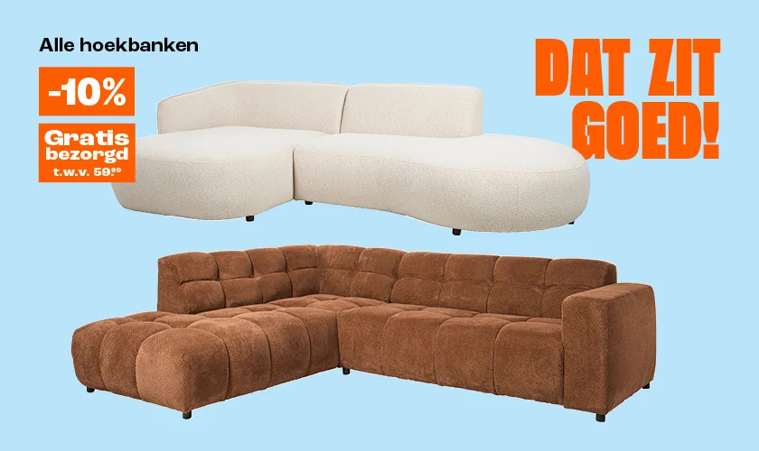 10% korting op alle hoekbanken