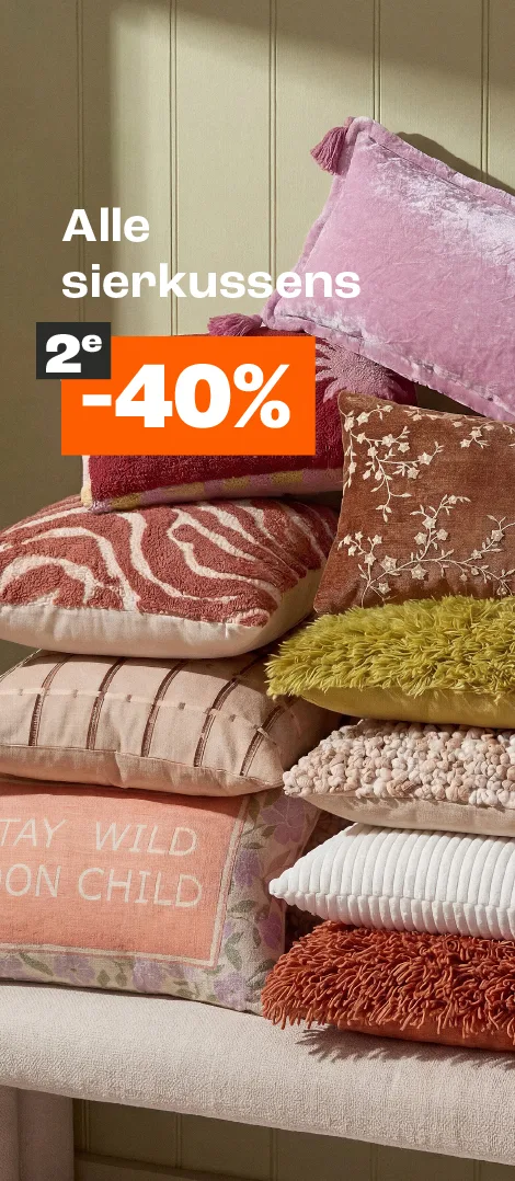 Product tile banner - Alle sierkussens 2e 40% korting
