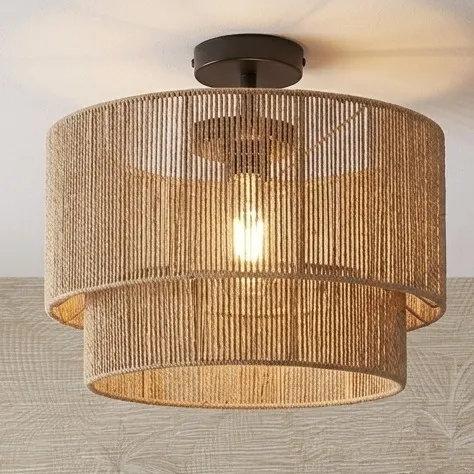 Japandi hanglamp met naturel touw