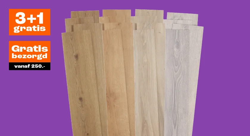 Alle laminaat en pvc 3+1 gratis