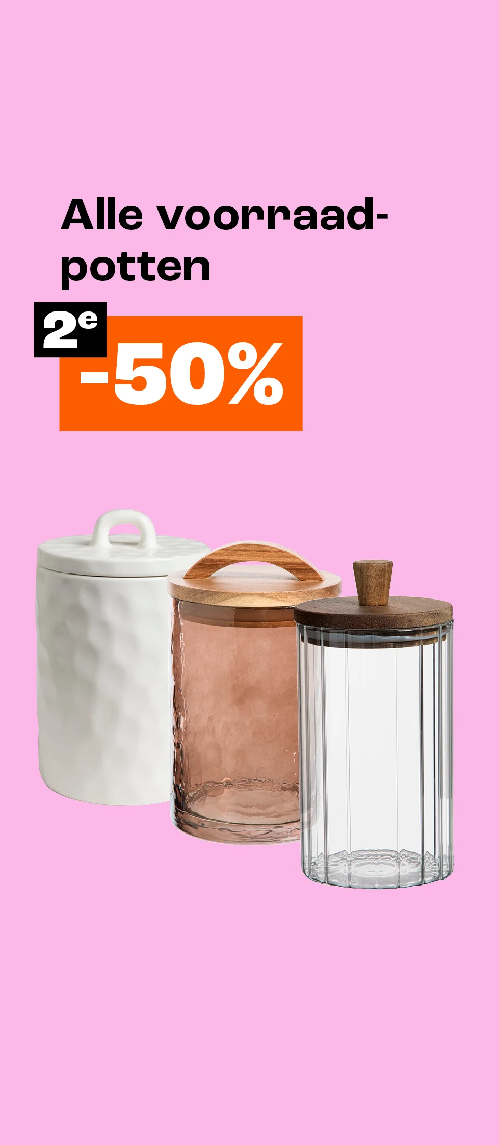 Product tile banner - 2e 50% korting op alle voorraadpotten