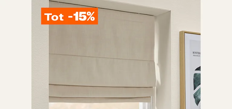 Tot 15% korting op vouwgordijnstoffen op maat