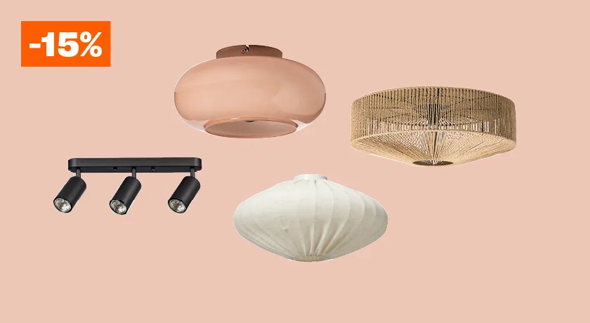 15% op alle plafondlampen