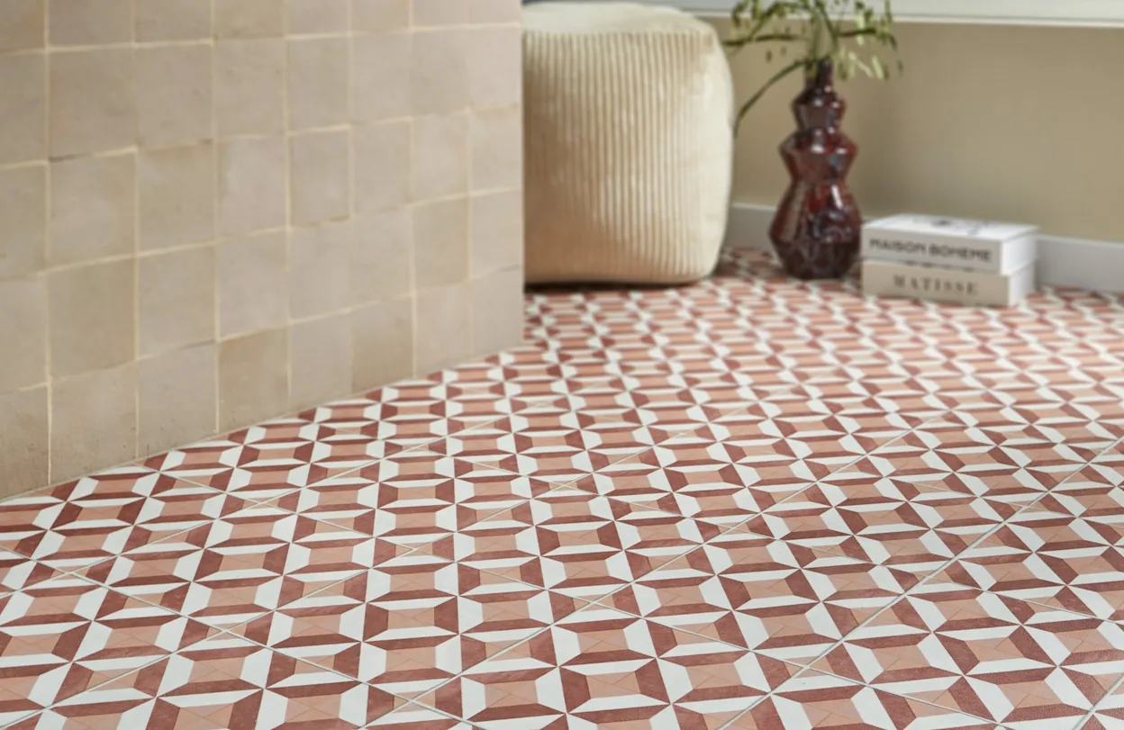 Mozaïek tegellook vinylvloer in terrakleur