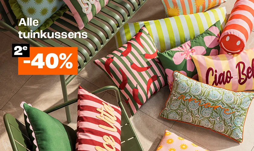  2e 40% korting op alle tuinkussens