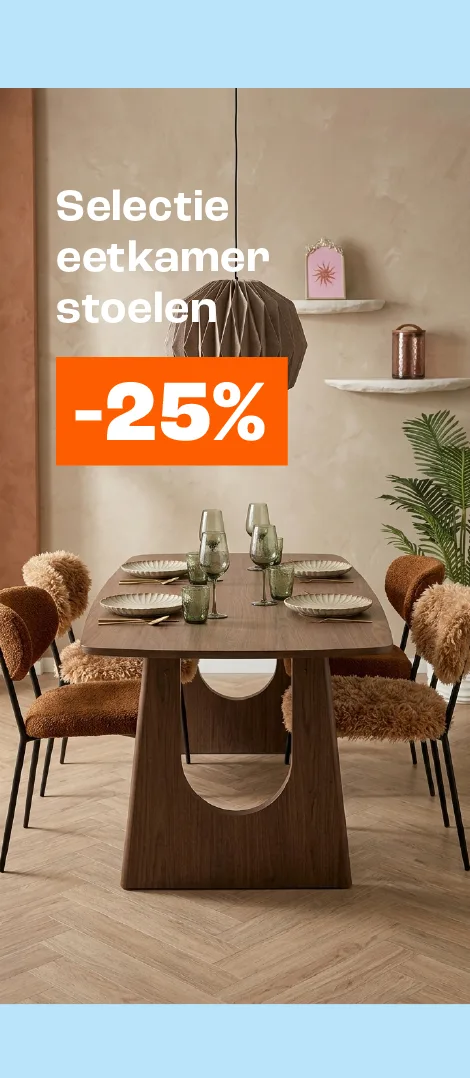 Selectie eetkamerstoelen 25% korting vanaf 2 stuks