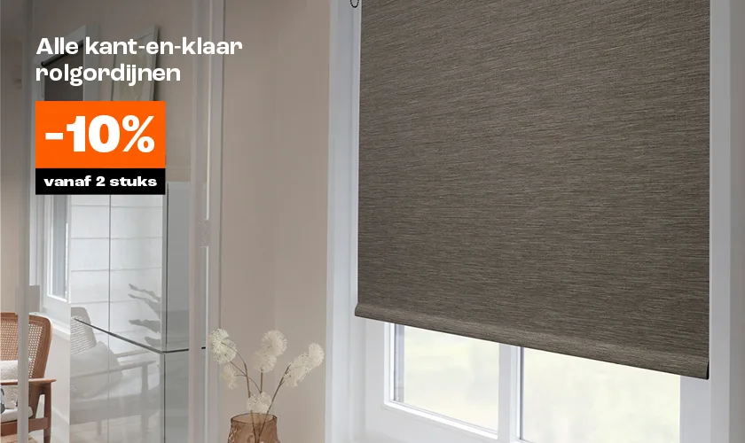 10% korting op alle kant-en-klaar rolgordijnen