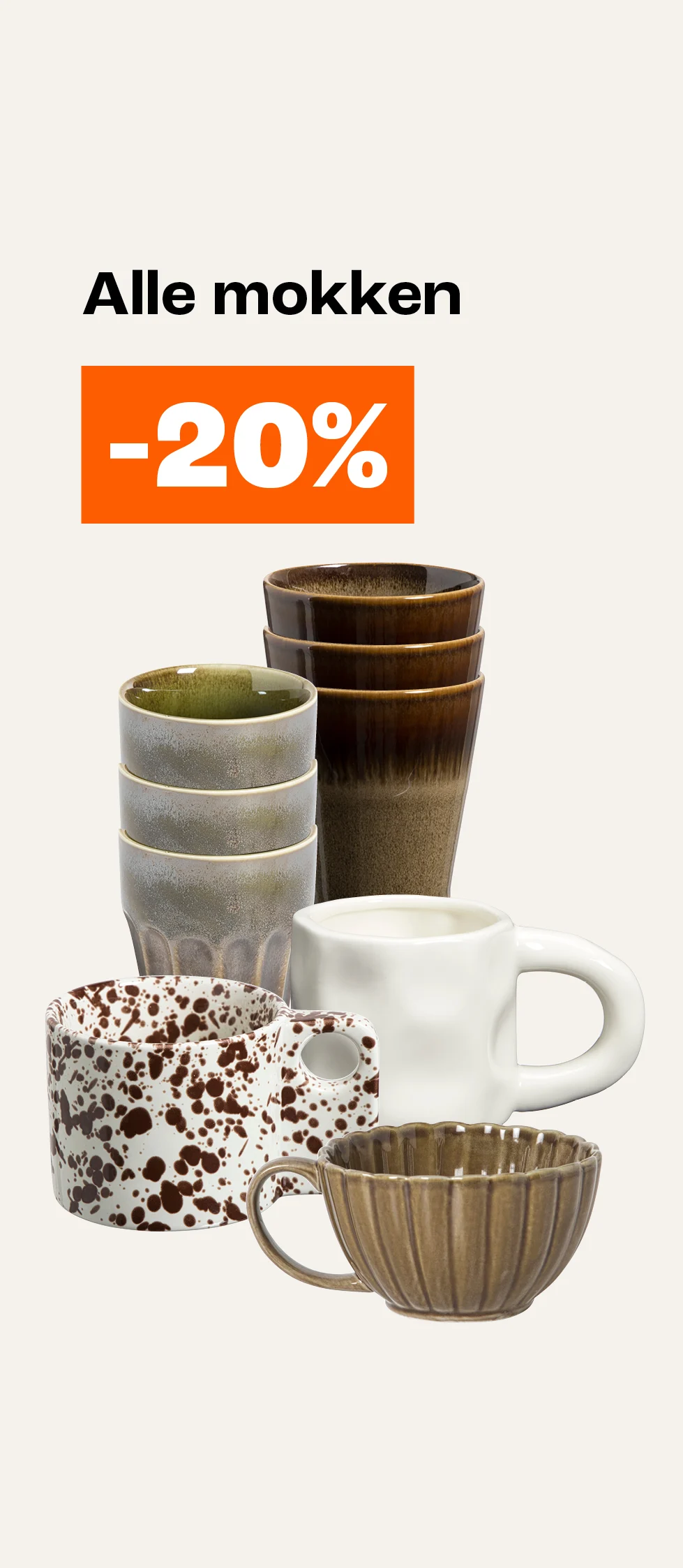 Product tile banner - 20% korting op alle mokken - NL/BE