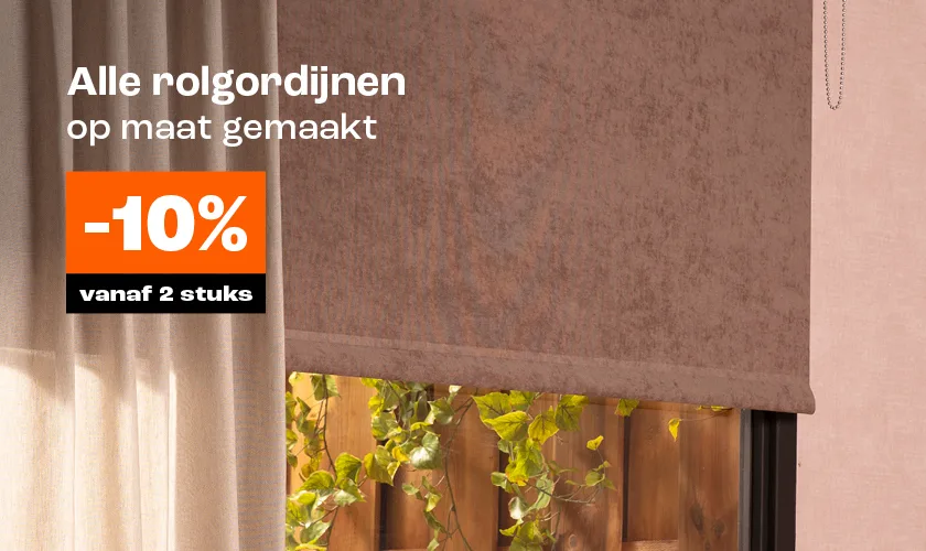 Alle rolgordijnen op maat gemaakt vanaf 2 stuks 10% korting desktop