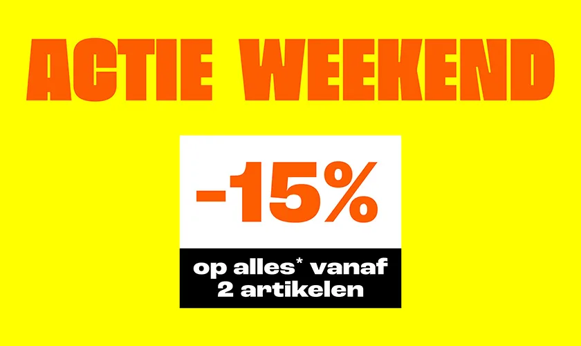 15% korting op alles vanaf 2 artikelen