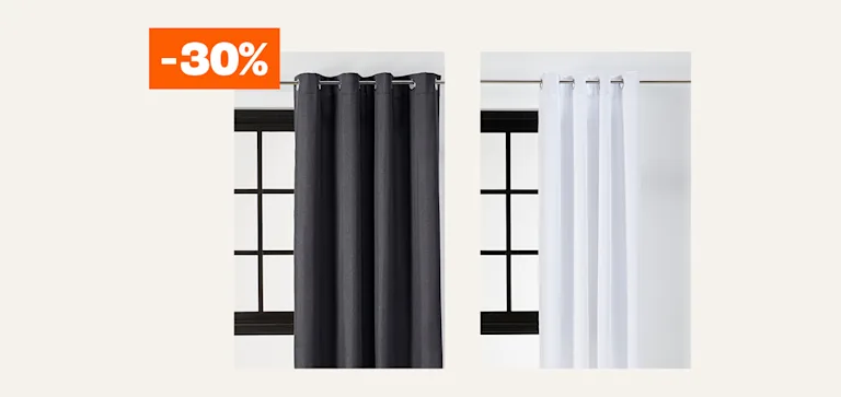 Selectie kant-en-klaar gordijnen 30% korting