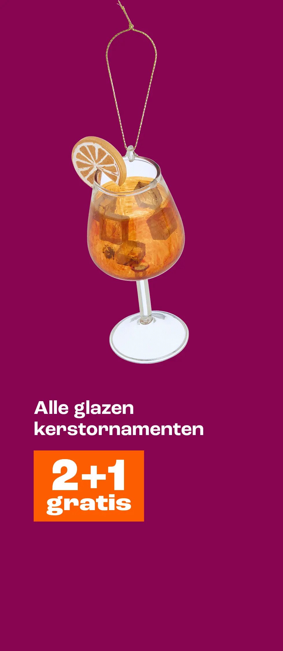 2+1 gratis op alle glazen kerstornamenten