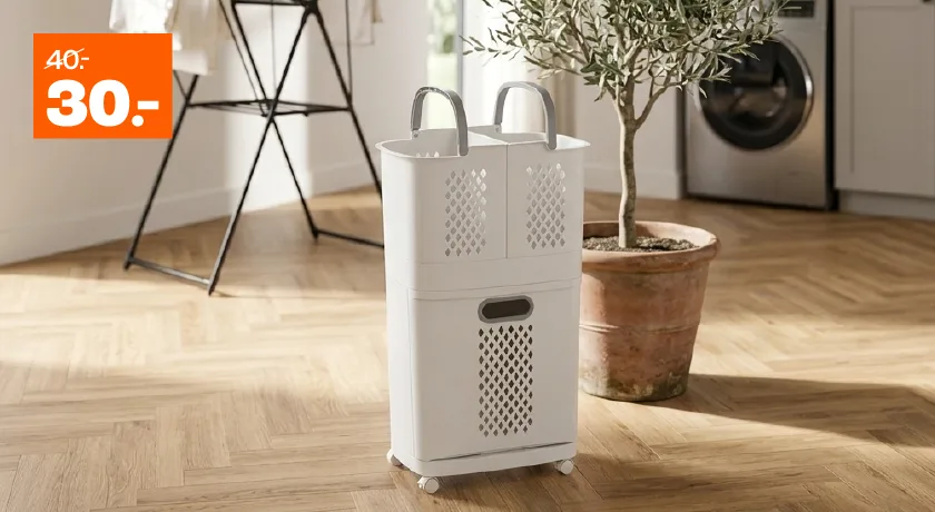 Wasmand met 3 vakken van €40,- voor €30,-