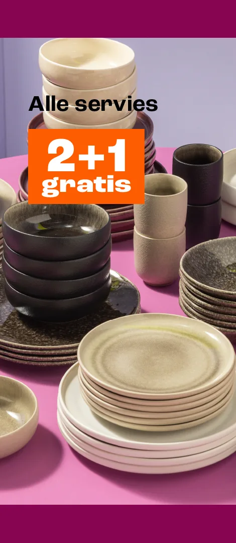 Product tile banner - 2+1 gratis op alle servies - NL/BE