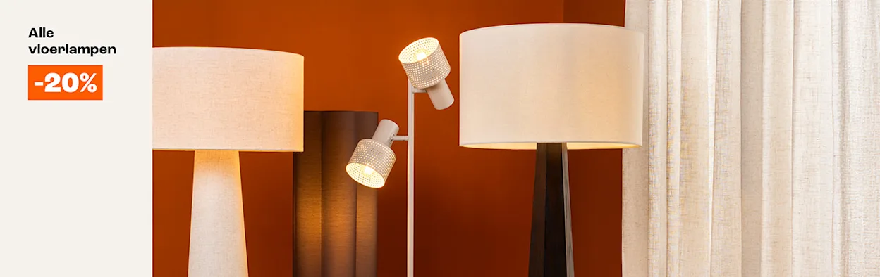 20% korting op alle vloerlampen