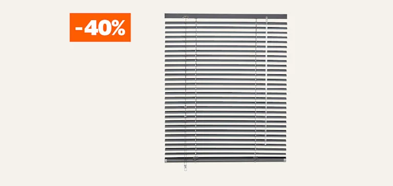 40% korting op kant & klaar aluminium jaloezieëen