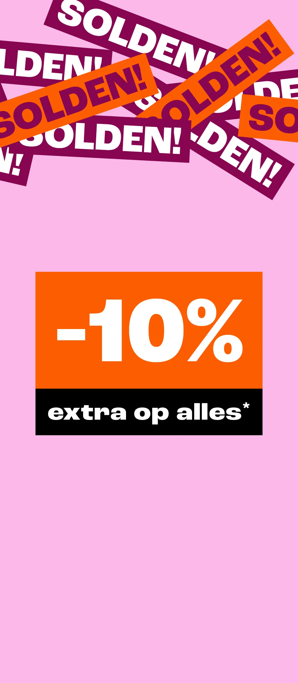 Product tile banner - -10% op alles met code - Solden actie - BE