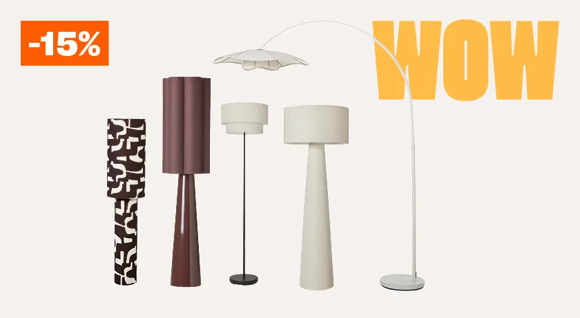 15% korting op alle vloerlampen