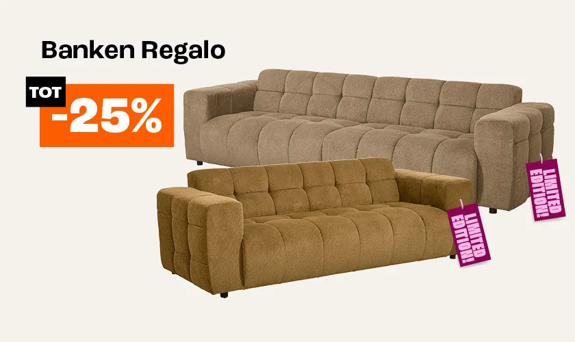 Tot 25% korting op bank Regalo