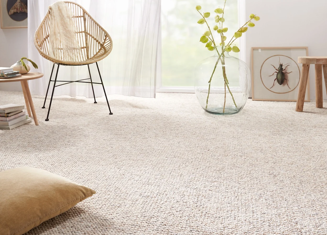 Beige tapijt in de woonkamer met woonaccessoires