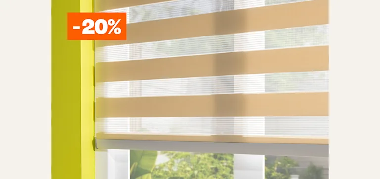 20% korting op alle duo rolgordijnen op maat gemaakt vanaf 2 stuks