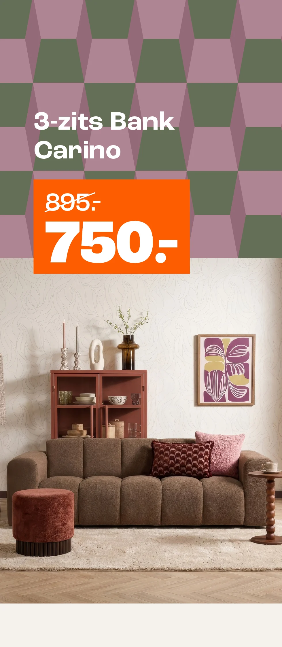 3-zits bank Carino van €895,- voor €750,-