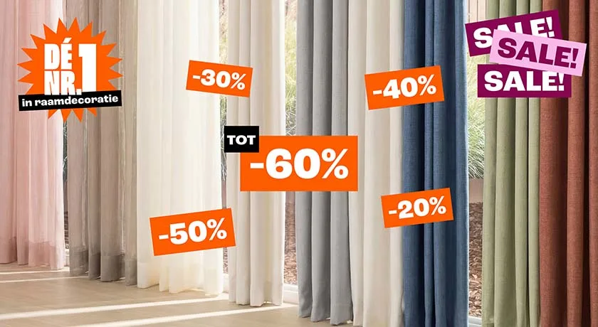 Tot 60% korting op geselecteerde gordijnen