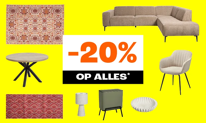 20% korting op alles, alleen online