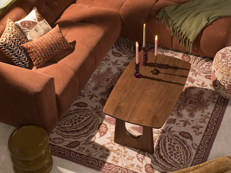 Retro salontafel met bruin glas