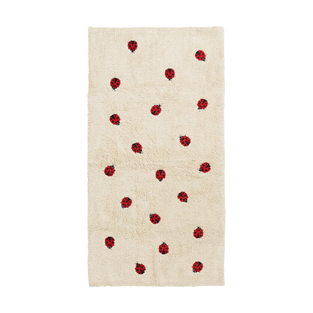 Zacht beige vloerkleed met lieveheersbeestjes