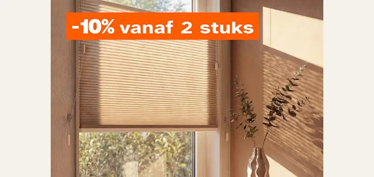 10% op alle k&k plissegordijnen v.a. 2st