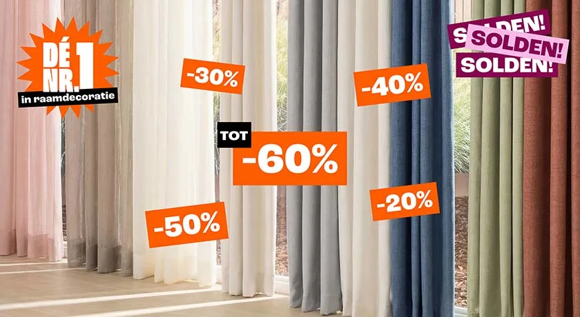 Tot 60% korting op geselecteerde gordijnen