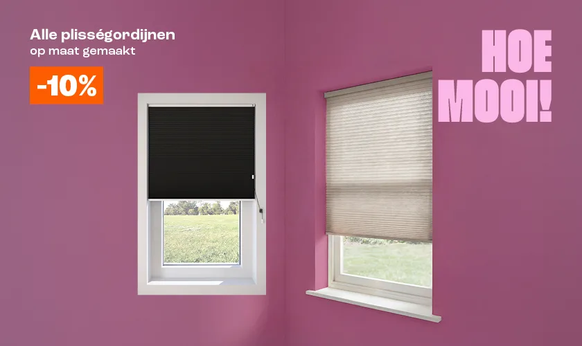 10% korting op alle plisségordijnen op maat