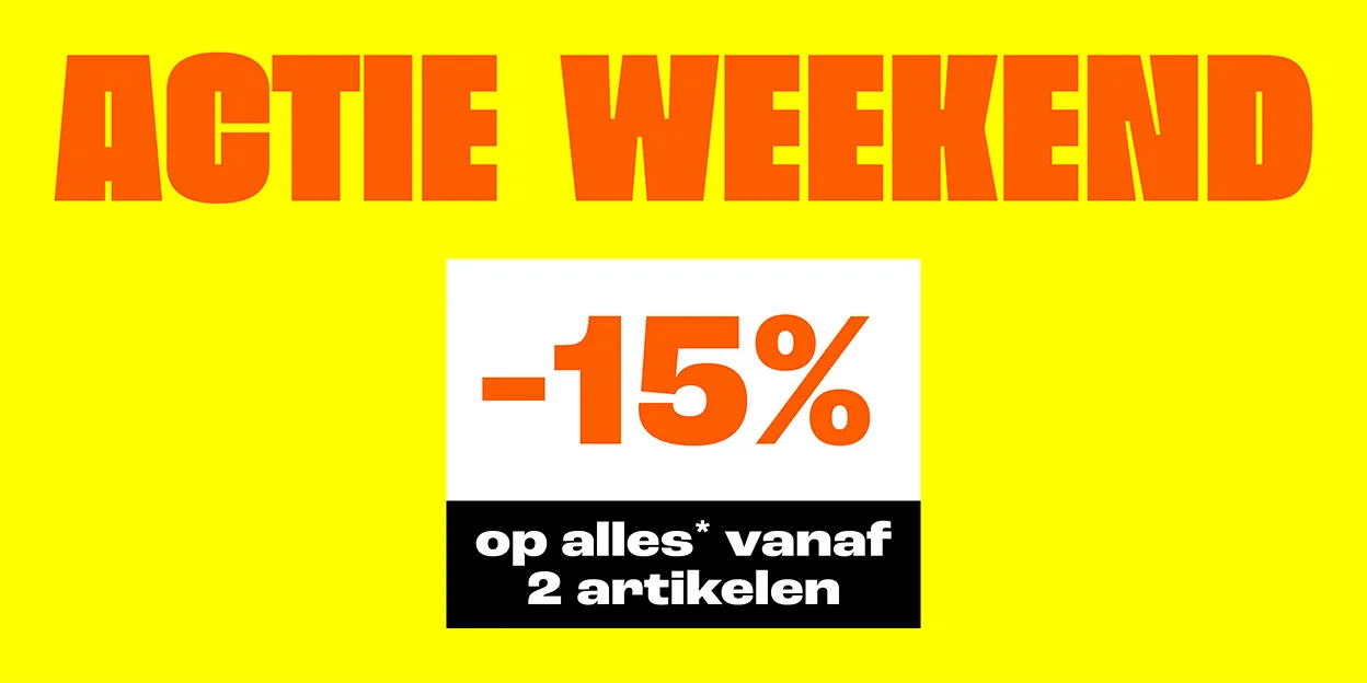 15% korting op alles vanaf 2 artikelen